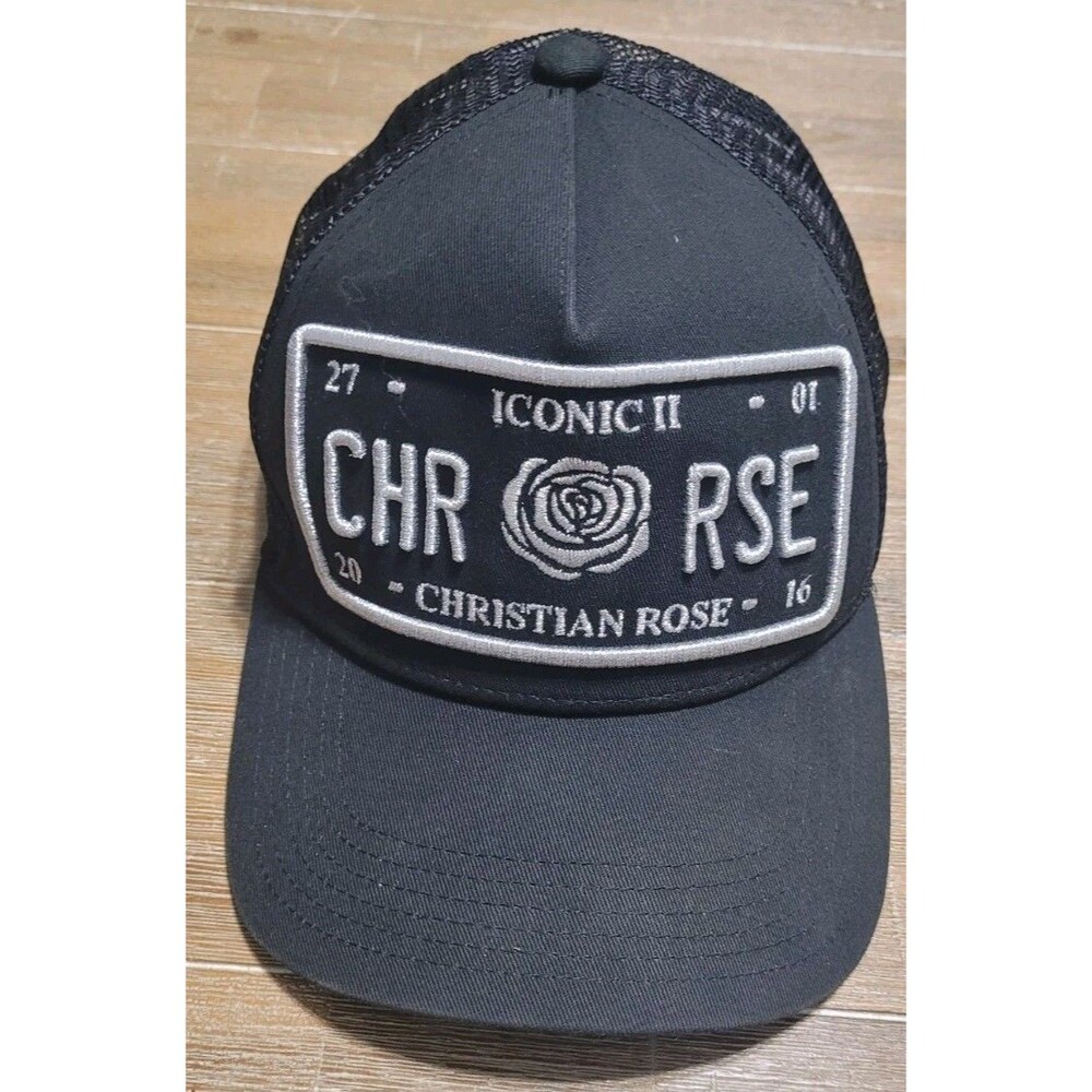 Christian Rose| CR004 Iconic II Trucker Mesh Baseball Cap - Black & Silver Hat
